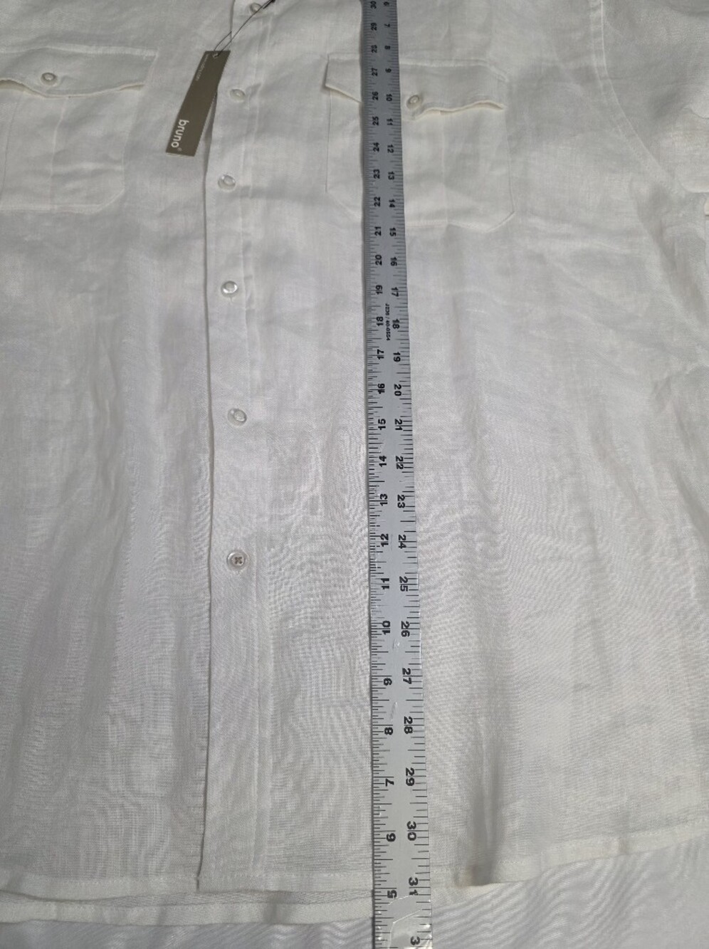 Bruno Mens 3XLB 100% White Linen Button-Down Tab Sleeve Shirt - Picture 5 of 8